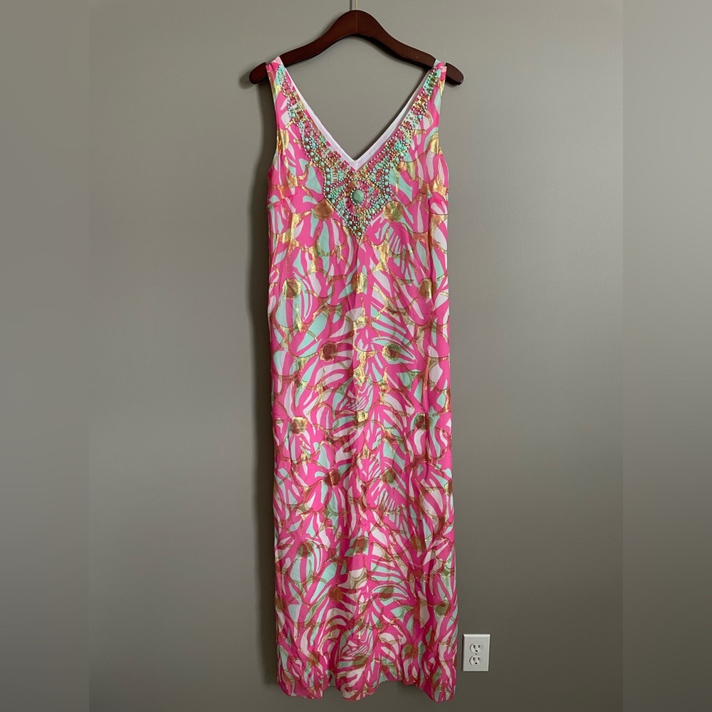 Lilly Pulitzer Mallory Maxi Dress Capri Pink Papaya Playa 2